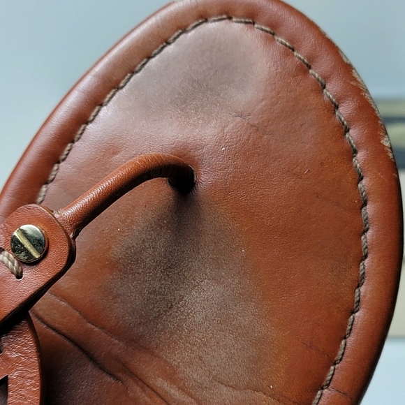 TORY BURCH MILLER SANDAL FLIP FLOPS BROWN LEATHER SIZE 9 - Picture 4 of 11
